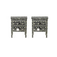Personalized Handmade Bone Inlay Set Of 2 Bedside Tables Home Decor Furniture Attractive Floral Design Entrance