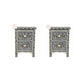 Personalized Handmade Bone Inlay Set Of 2 Bedside Tables Home Decor Furniture Attractive Floral Design Entrance Tables