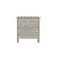 Handmade Bone Inlay Geometric Bedside Table with One Drawer and One Door.