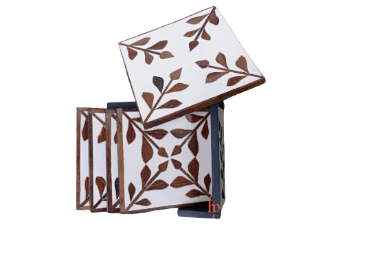 Beautifully Hand Crafted Wooden inlay Coaster Set Perfect gift for loved ones