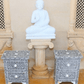 Personalized Handmade Bone Inlay Set Of 2 Bedside Tables Home Decor Furniture Attractive Floral Design