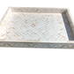 Handmade Bone Inlay White Tray Set of 2 Pieces Bone Inlay Rectangular Floral Tray Best Gift For Any Occasion
