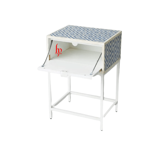Handmade Bone Inlay Attractive Design Geometric Bed Side Table Perfect Home Décor