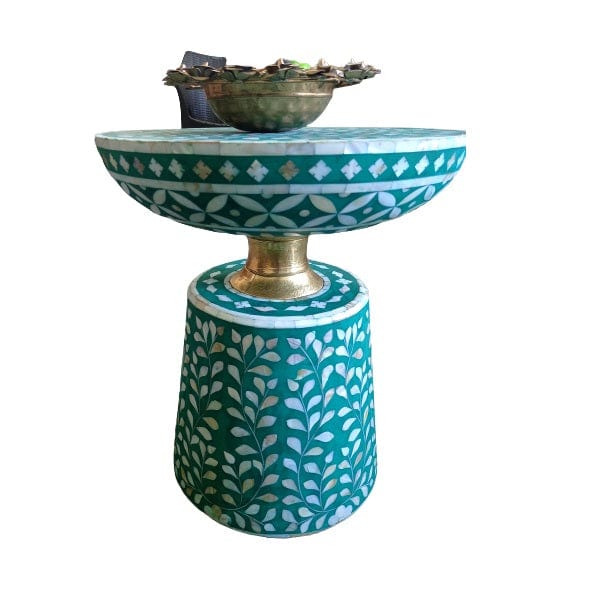 Handmade Customized Mother of Pearl Leaf Pattern Stool
